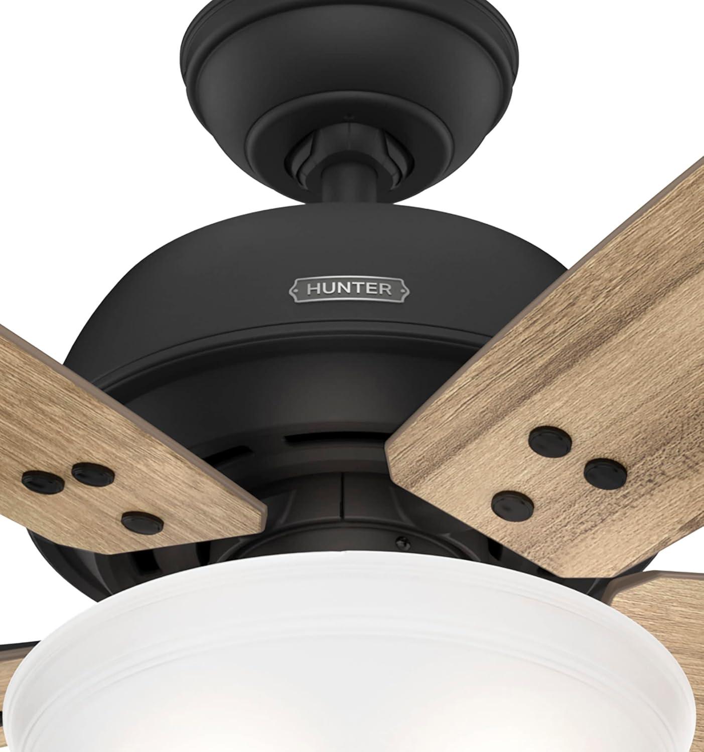 Rustic 60" Matte Black Ceiling Fan with LED Light & WhisperWind Motor