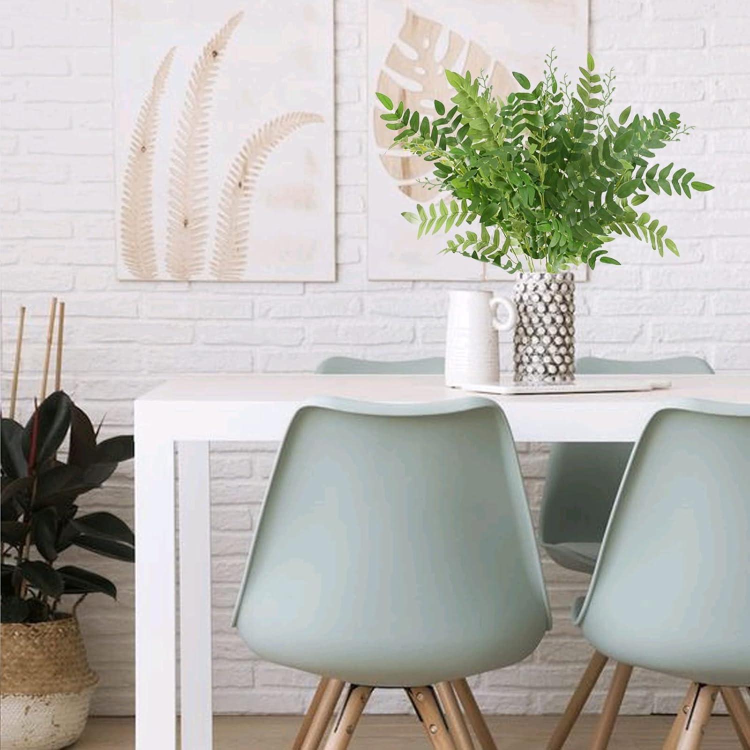 AILANDA 2 Bundles Artificial Greenery Stems Faux Shrub Bushes Silk Locust Green Leaf Bouquet Fake Plants for Home Decor Floral Arrangement Wedding Party Garden Farmhouse Centerpiece