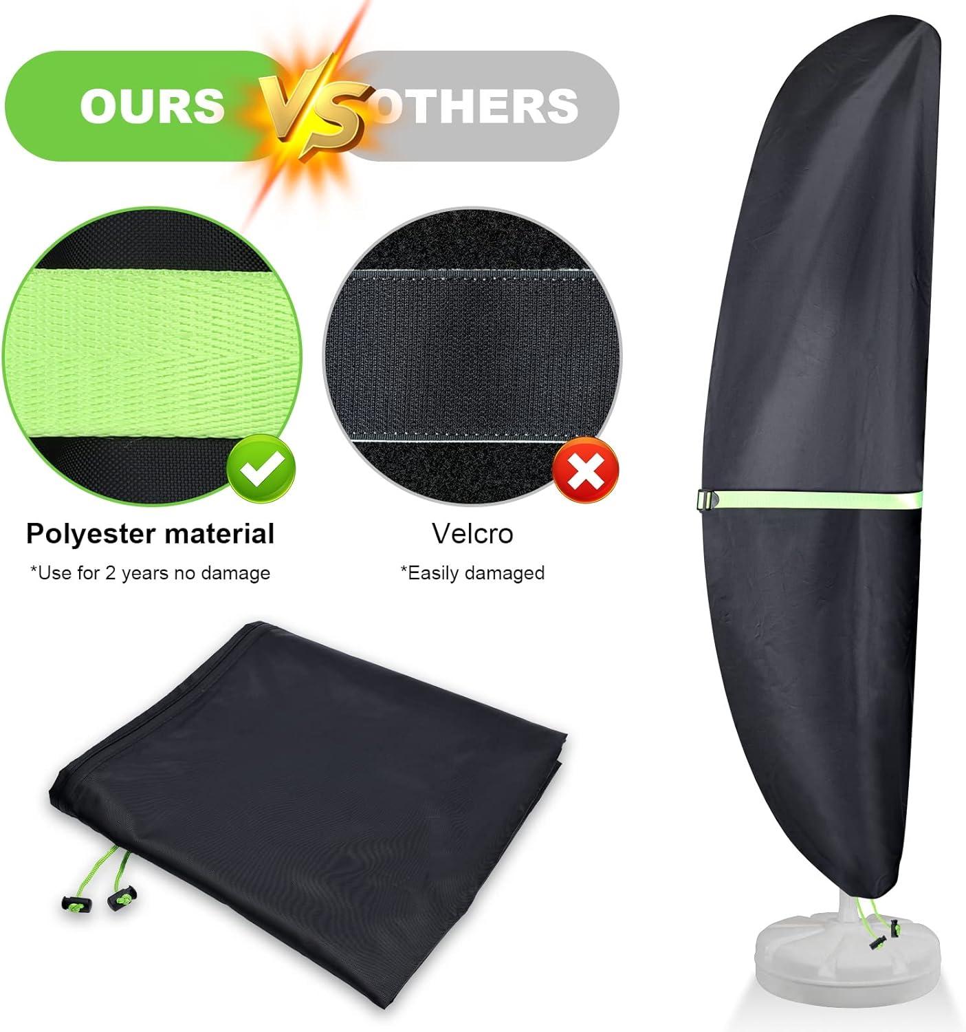 Cantilever Patio Umbrella Cover With Push Rod/ Waterproof Patio Parasol Covers With Zipper For 9Ft To 13Ft Offset Outdoor Umbrellas,(Black)