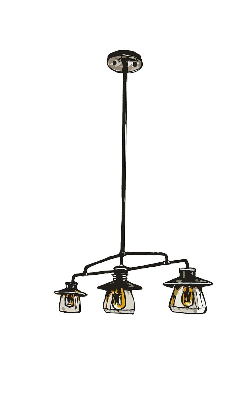 Globe Electric Oil Rubbed Bronze Vintage Pendant, 3-Lights, with Clear Glass Shades, 64845
