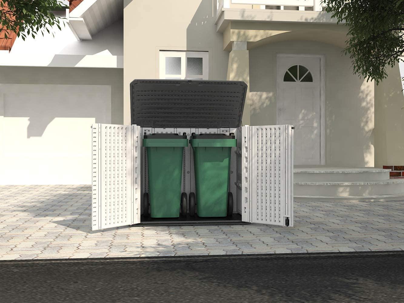 ADDOK 34 Cu.ft Outdoor Storage Shed, Horizontal Storage Unit Weather Resistance, Thick HDPE Resin Storage Cabinet for Backyards, Patio, Garden(White)