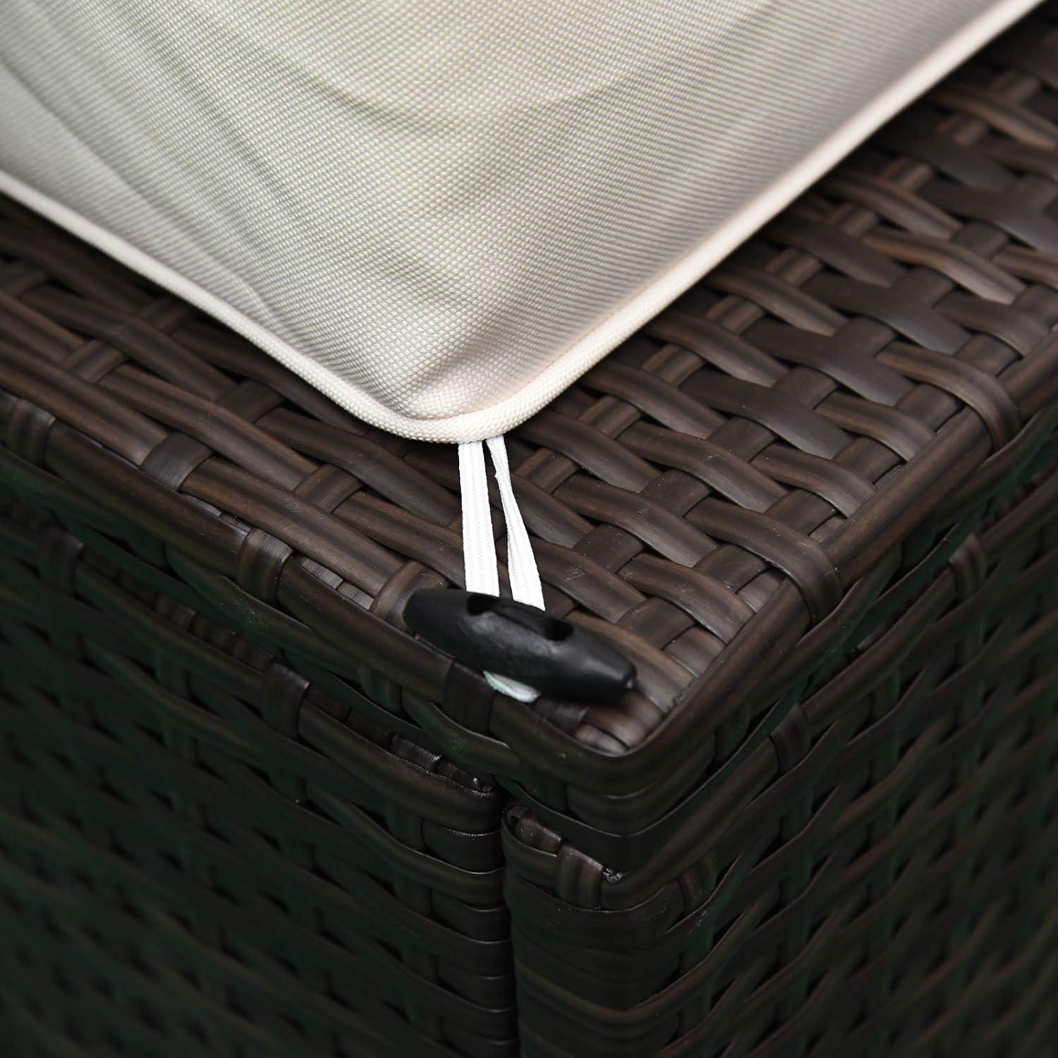 Outsunny 6 Pieces Outdoor PE Rattan Sofa Set, Sectional Conversation Wicker Patio Couch Furniture Set with Cushions and Coffee Table, White