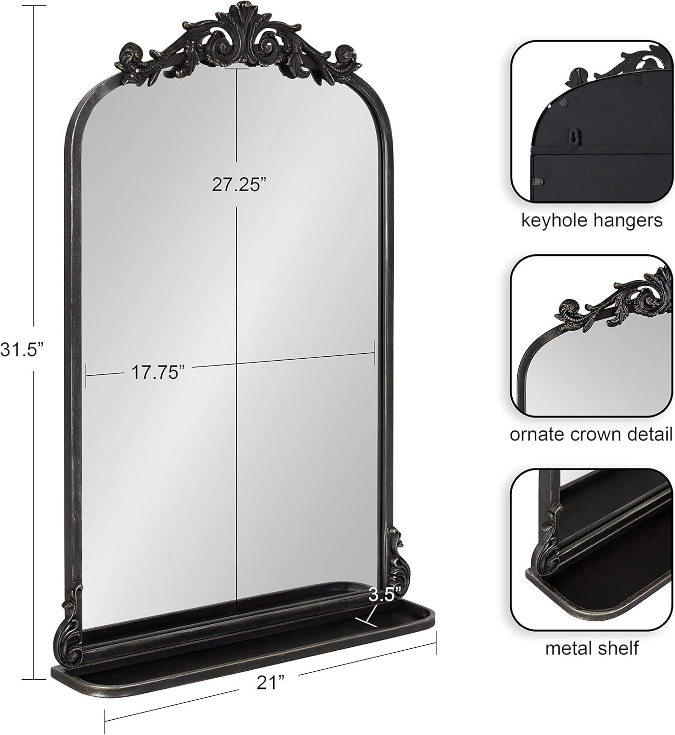 Kate and Laurel Arendahl Functional Mirror with Shelf - Black, 21x32