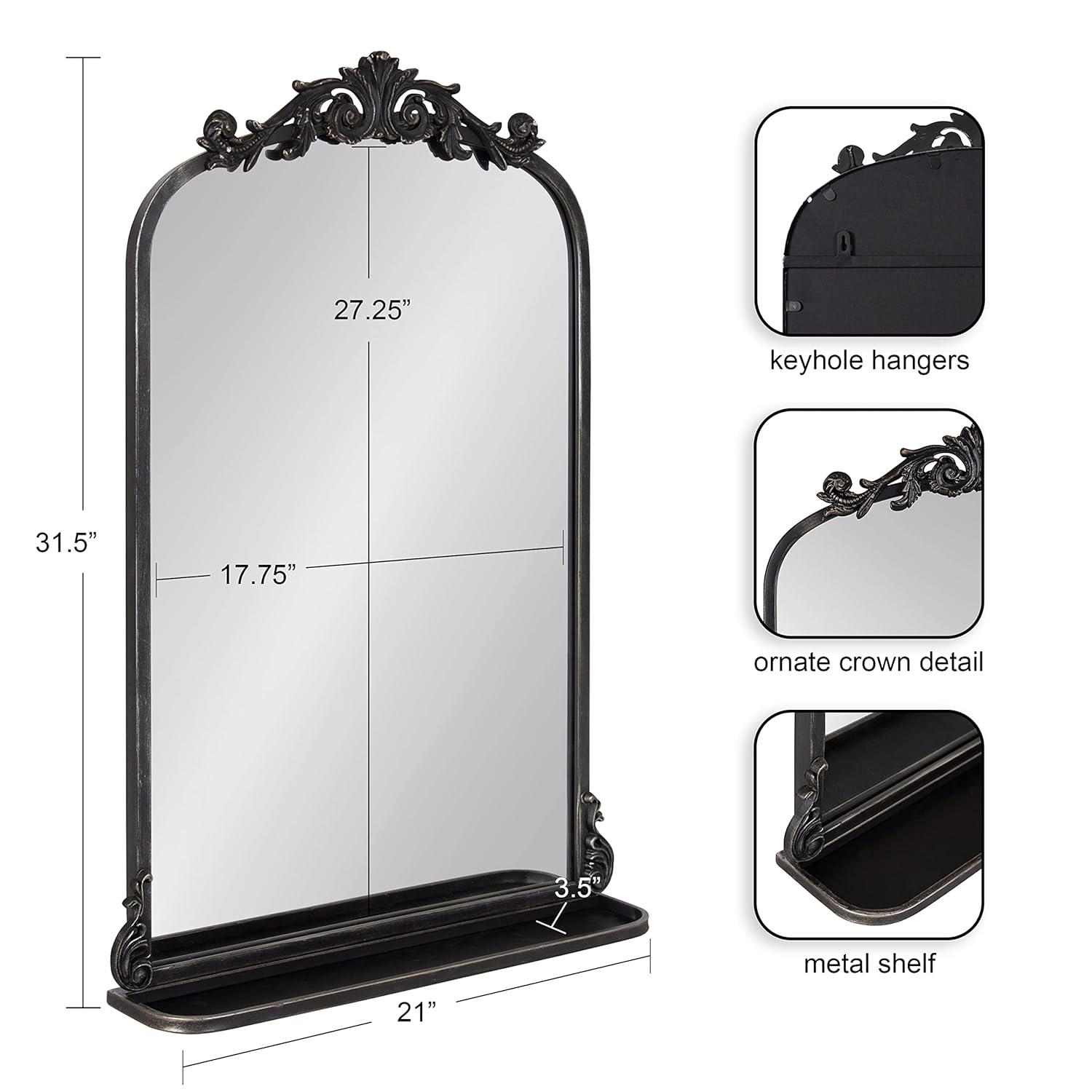 Kate and Laurel Arendahl Functional Mirror with Shelf - Black, 21x32