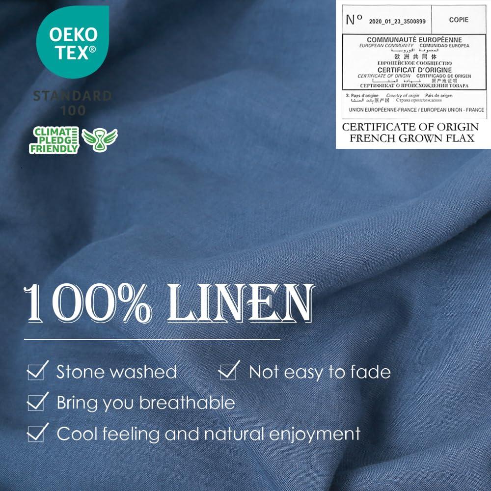 Simple&Opulence 100% Linen Duvet Cover Set with Washed-French Flax-2 Pieces Solid Color Basic Style Bedding Set-Breathable Soft Comforter Cover with 1 Pillowsham(Twin,Linen)