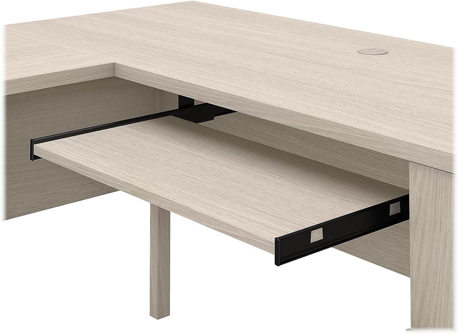 Bush Furniture Somerset 60" L Desk and Hutch with Storage, Sand Oak
