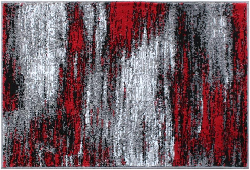 Masada Rugs 2'x3' Modern Contemporary Ombre Area Rug Mat in Red, Gray and Black - Design Trz863