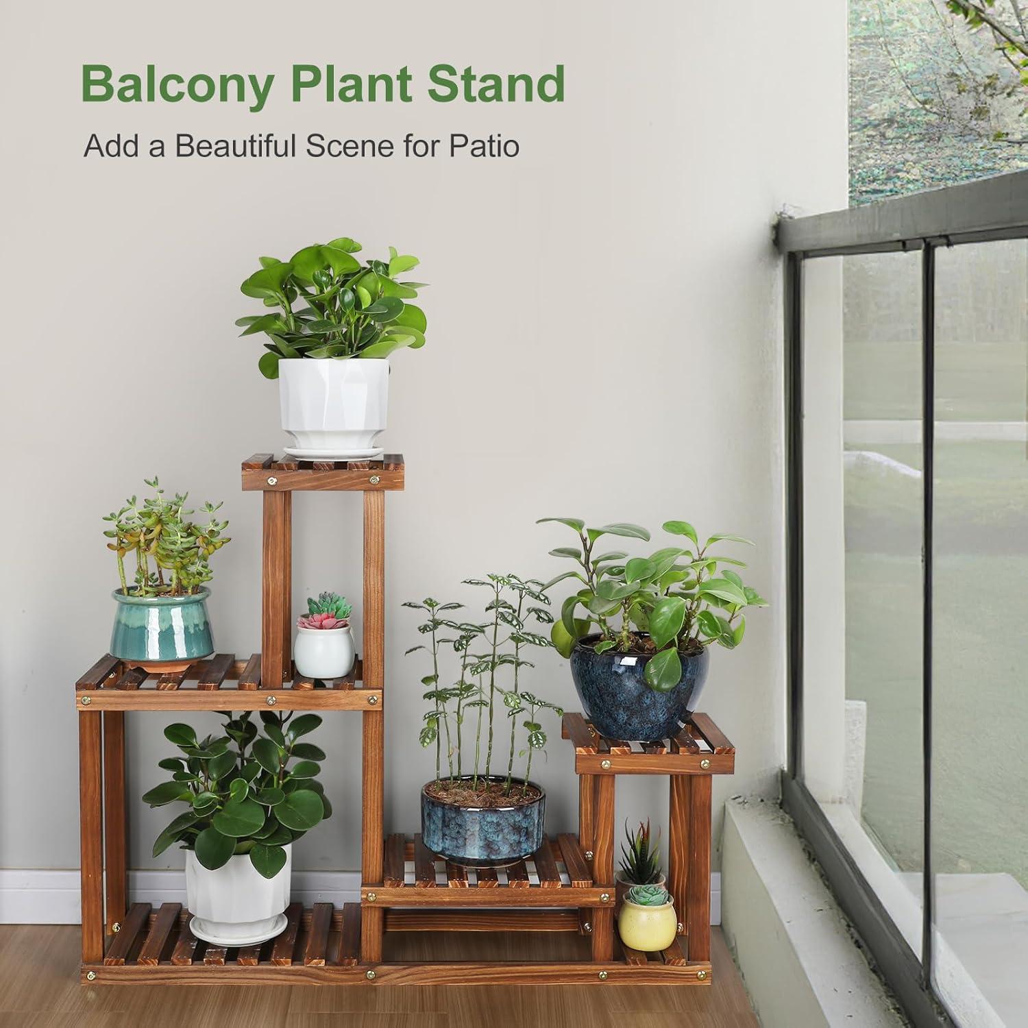 Pine Wood Multi-Tier Indoor Outdoor Plant Stand