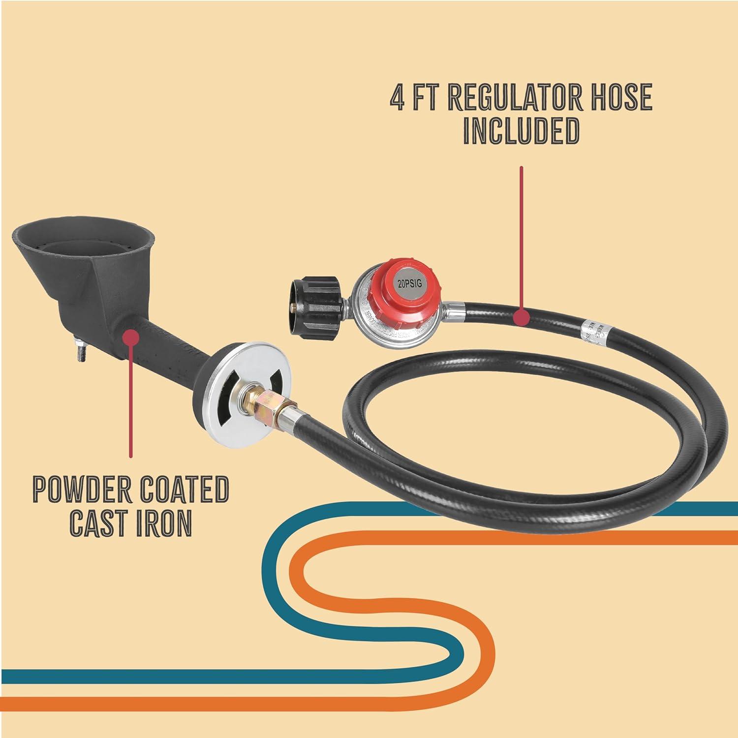 Heavy Duty Black Cast Iron Propane Burner Head with Brass Orifice