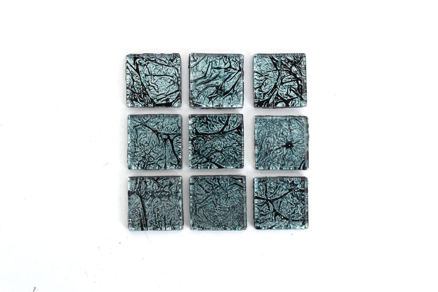Blue and Black Foil Mosaic Tiles, 3 Pound Assortment