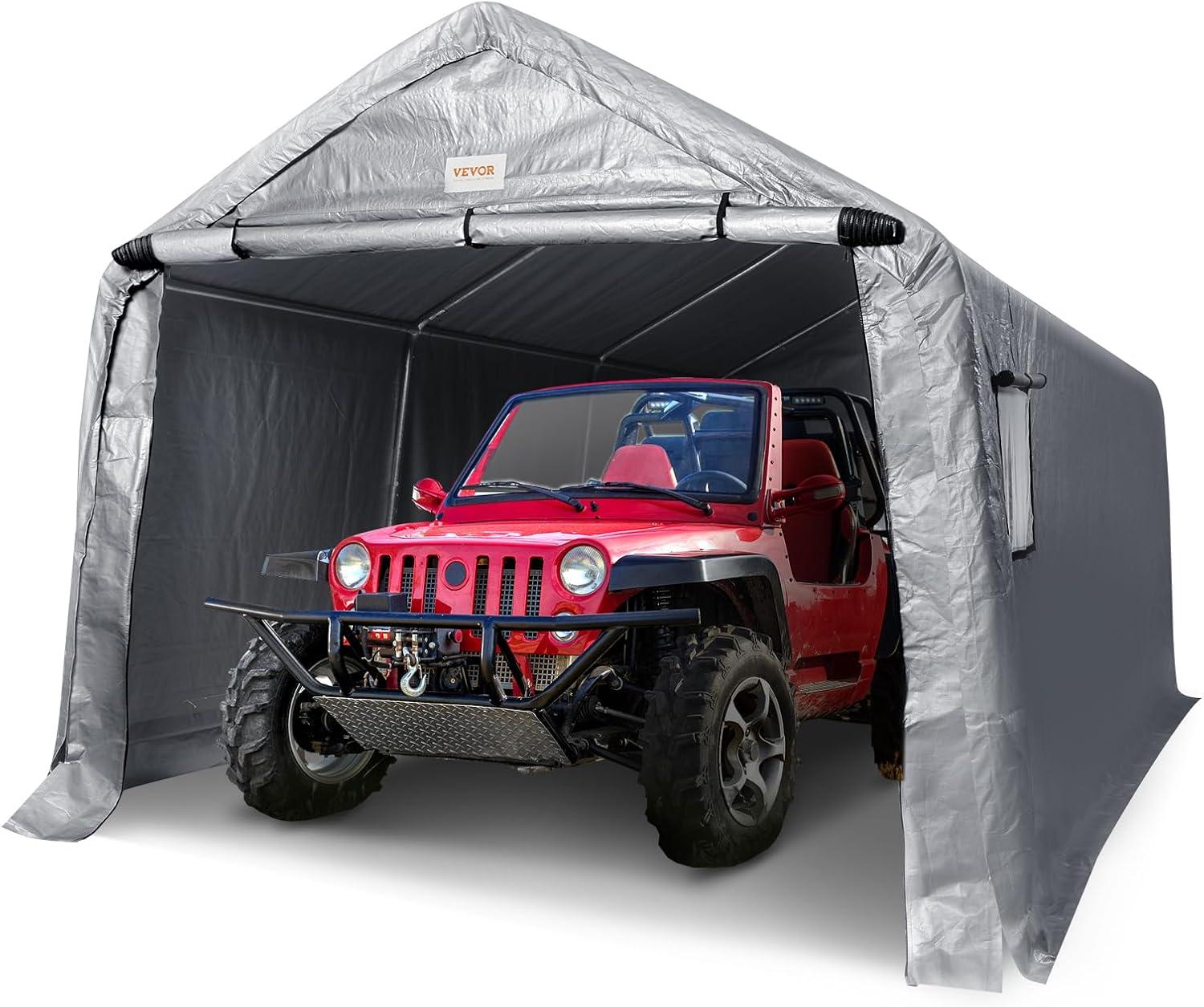 VEVOR Heavy Duty 10 ft. W x 15 ft. D Polyethylene Portable Garage Shed