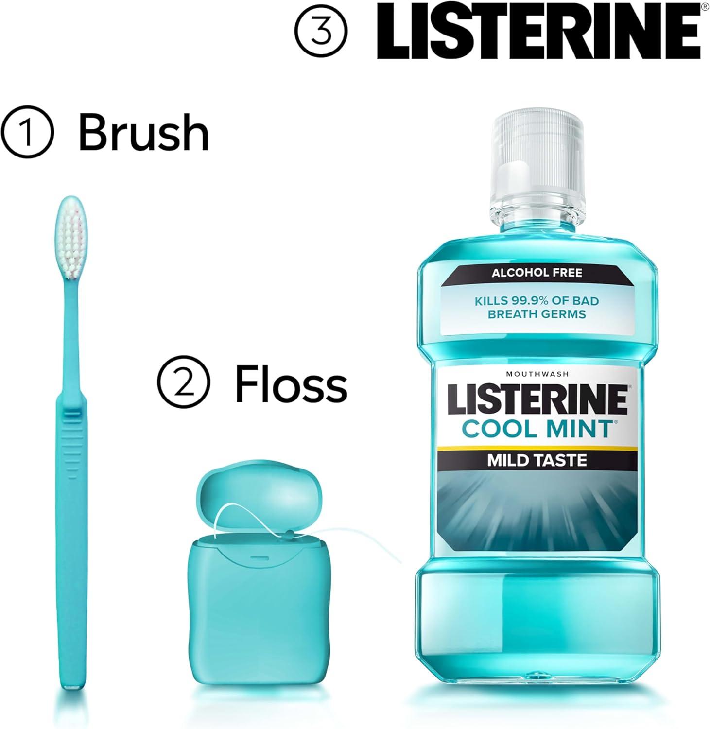 Listerine Zero Alcohol Antiseptic Mouthwash for Bad Breath and Plaque - Cool Mint - 33.8 fl oz