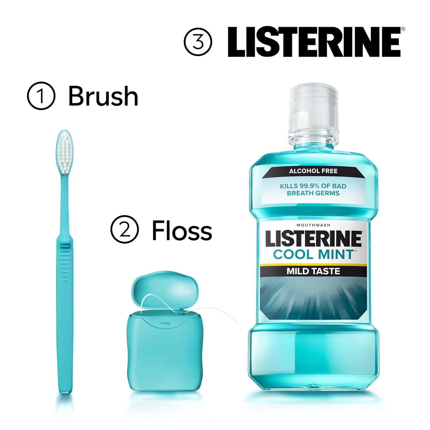 Listerine Zero Alcohol Antiseptic Mouthwash for Bad Breath and Plaque - Cool Mint - 33.8 fl oz