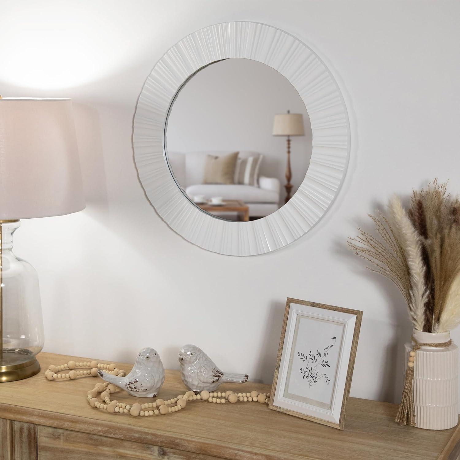 Elegant 20" Contemporary Fluted Round Mirror Wall Decor