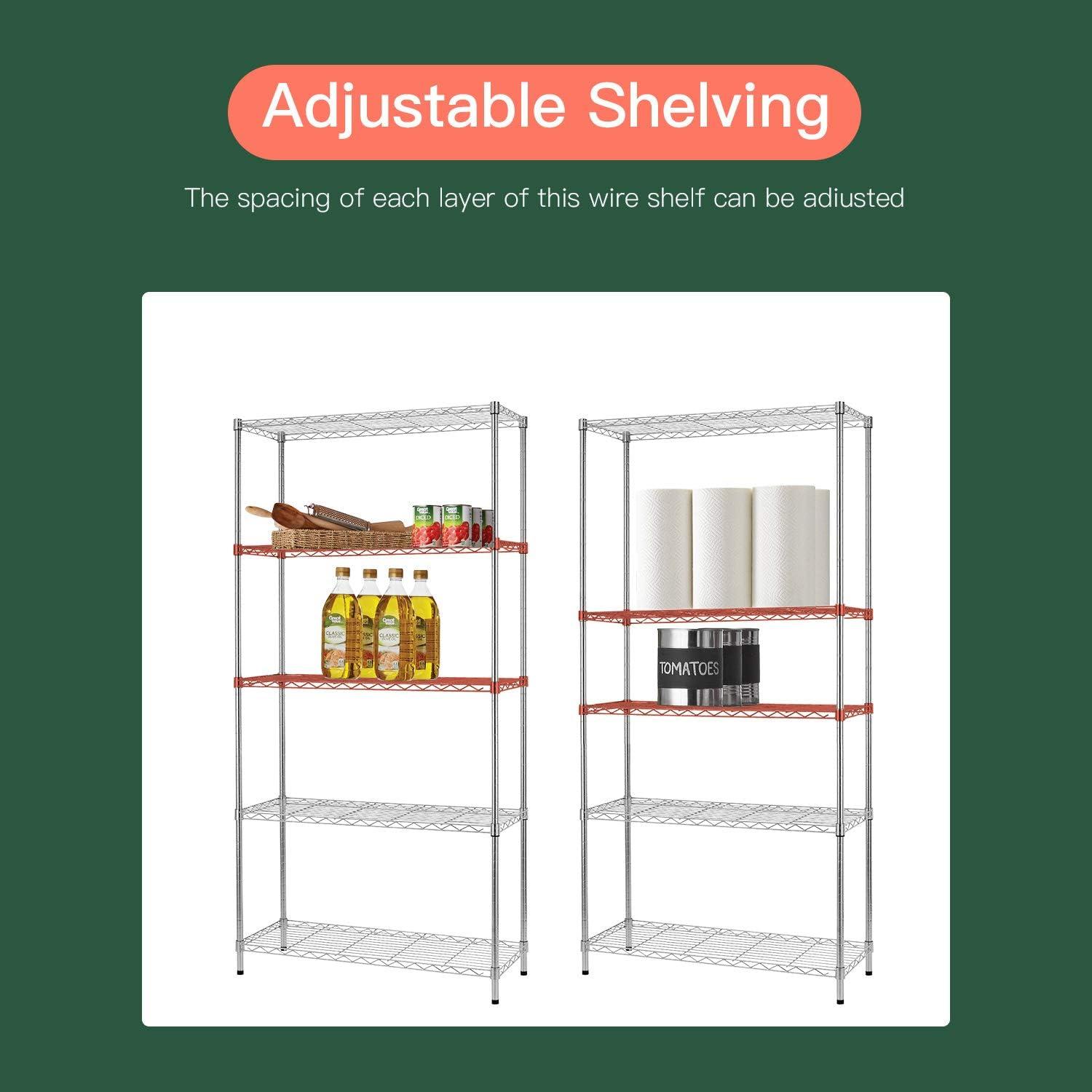 FDW 5-Shelf Adjustable Layer Rack Commercial Strong Steel for Restaurant Garage Kitchen