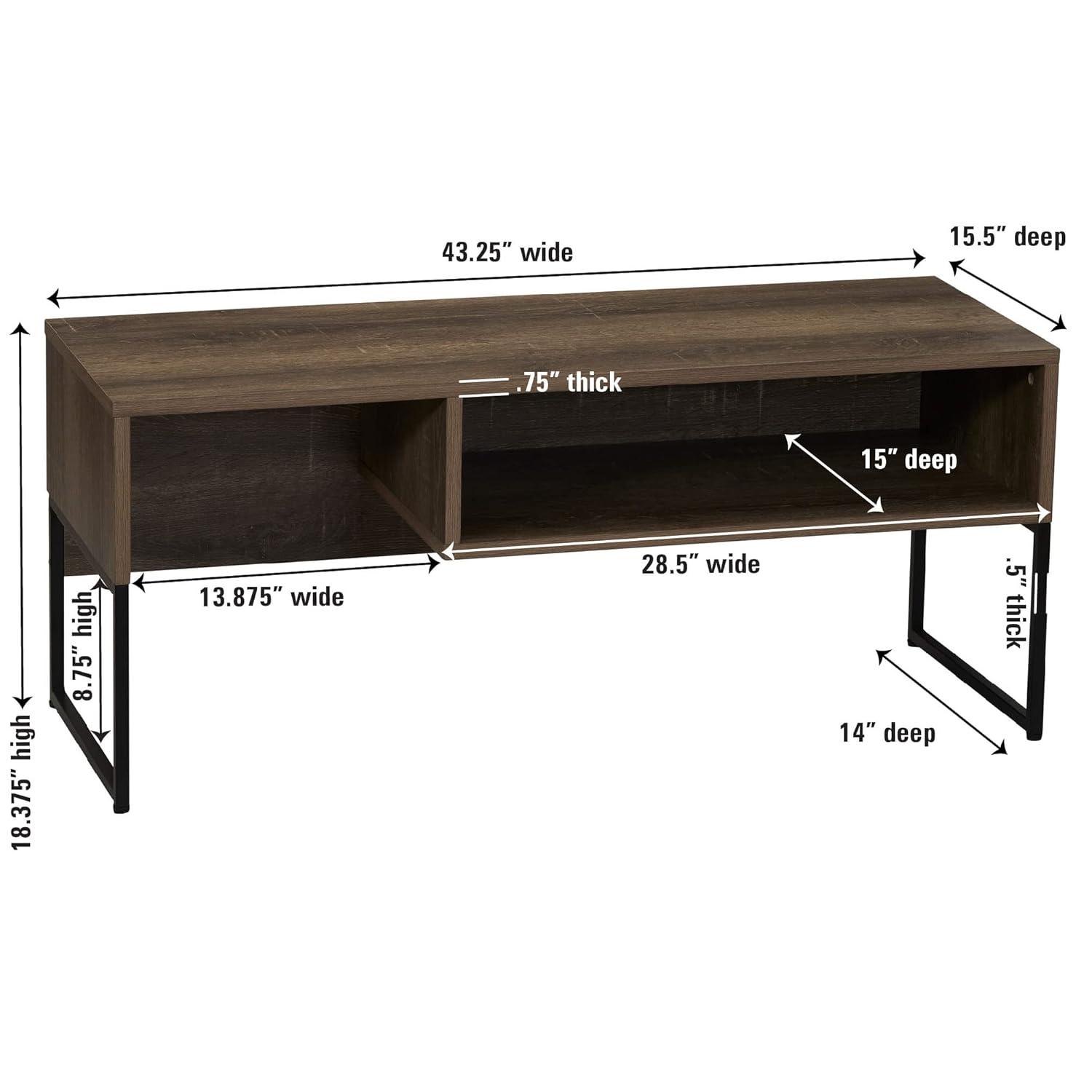 Household Essentials Wrap TV Stand with Storage Compartment Ashwood Rustic Wood Grain and Black Metal