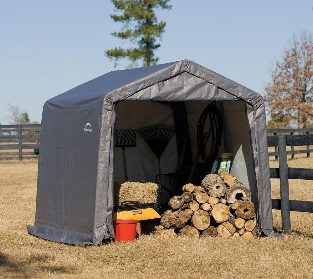 Gray 10x10 Peak Style Storage Shed with Steel Frame