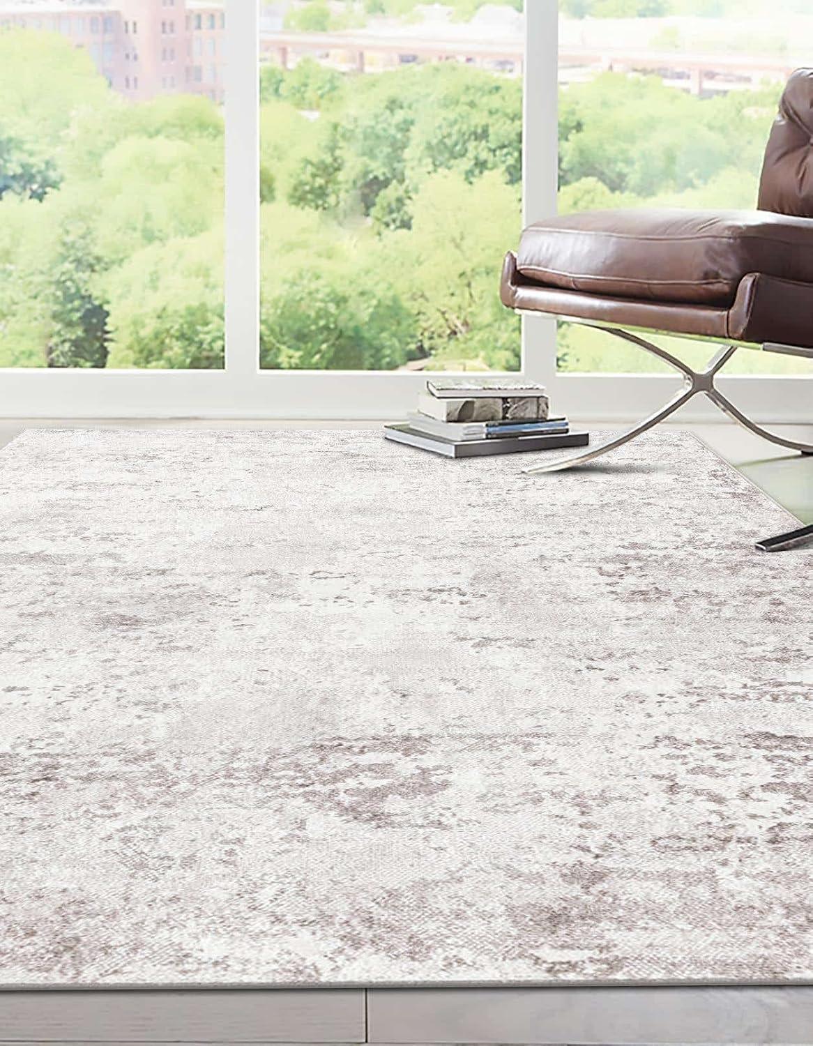 Unique Loom Eos Collection Area Rug - Borealis (10'  x 14' Rectangle Stone Gray/Ivory)