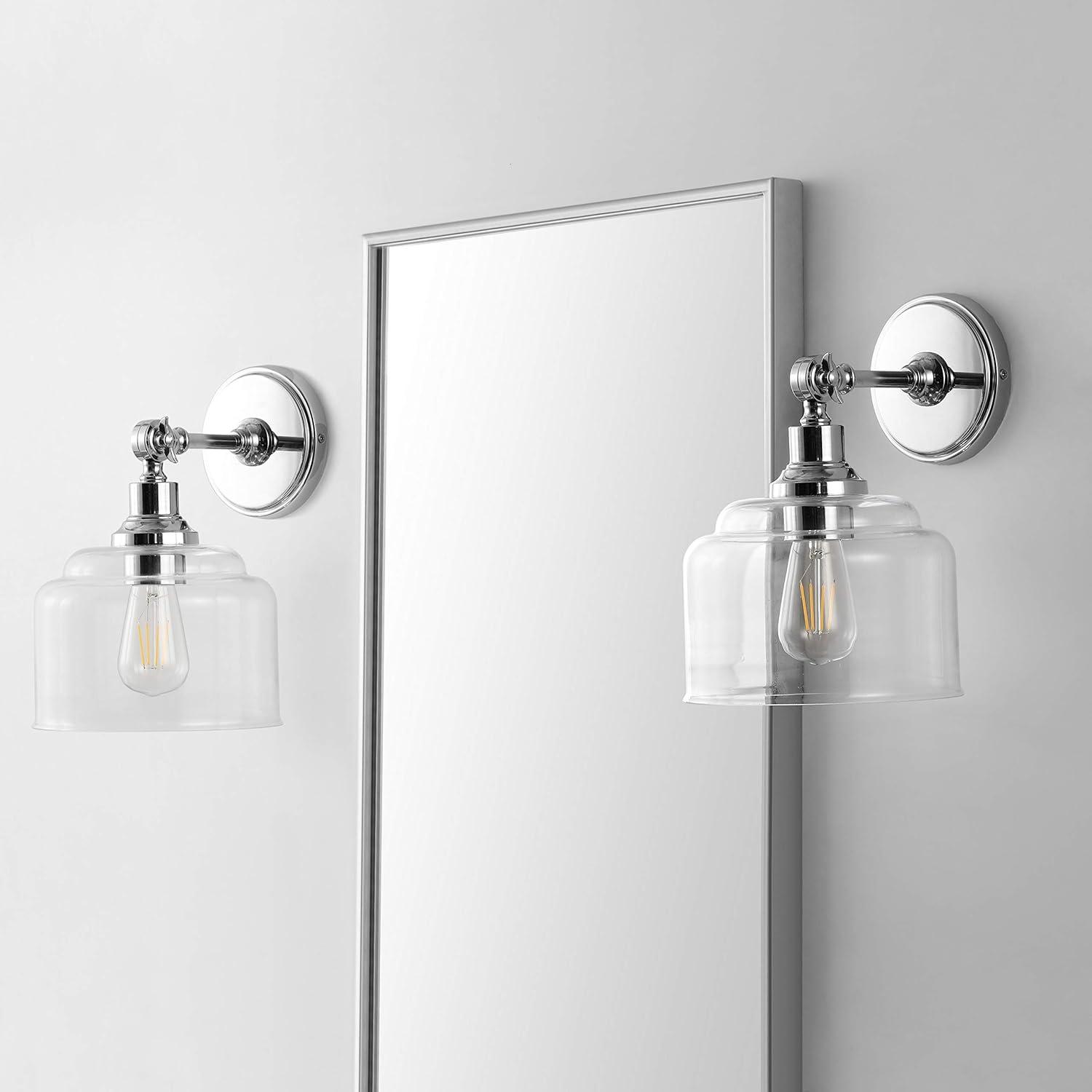 Lansor Wall Sconce (Set of 2) - Chrome/Clear - Safavieh.