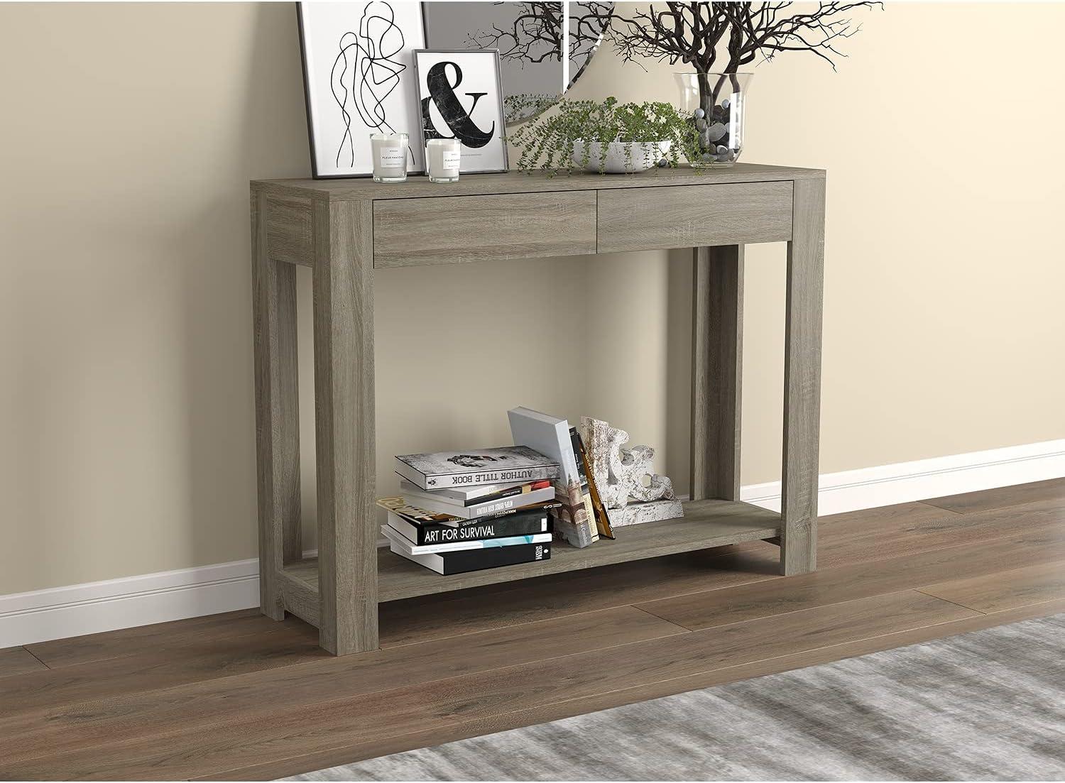 Dark Taupe 40"L Modern Console Table with Storage