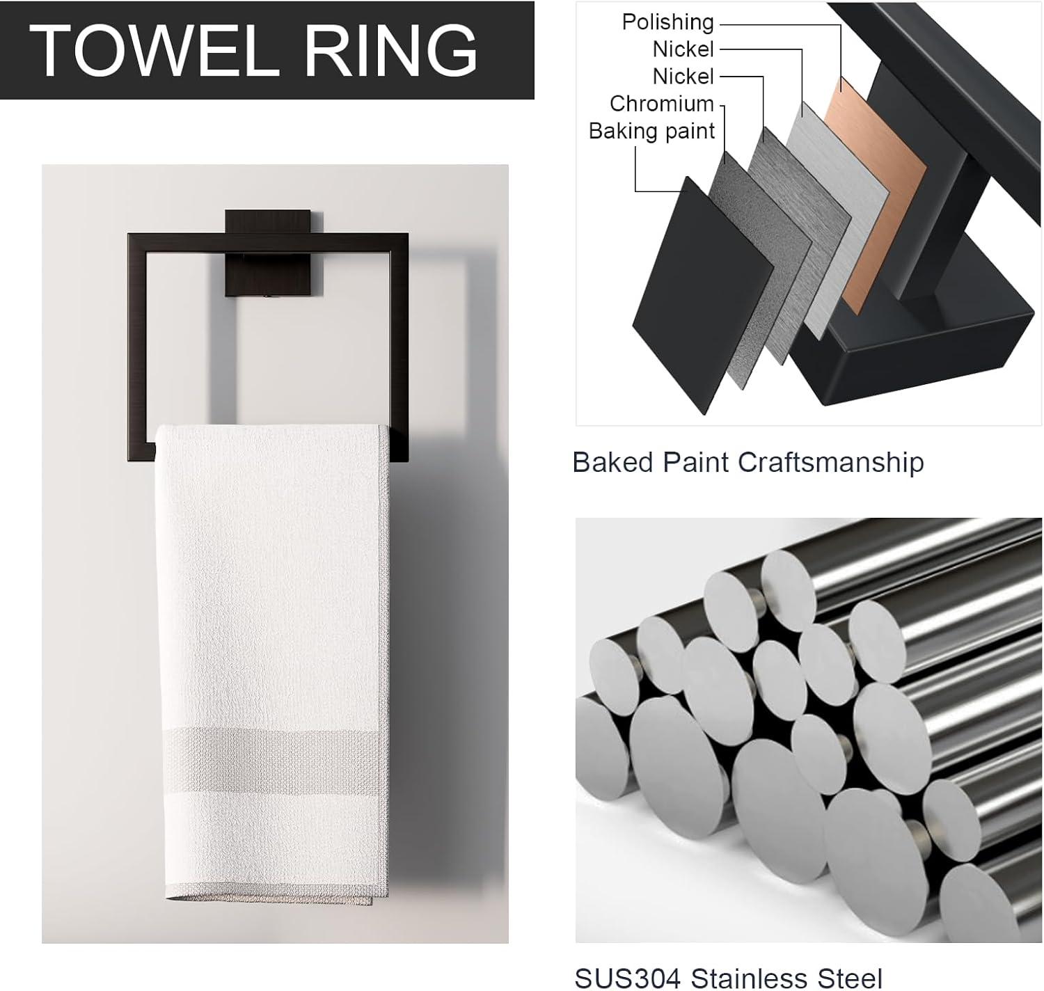 Matte Black Stainless Steel 5-Piece Bathroom Hardware Set