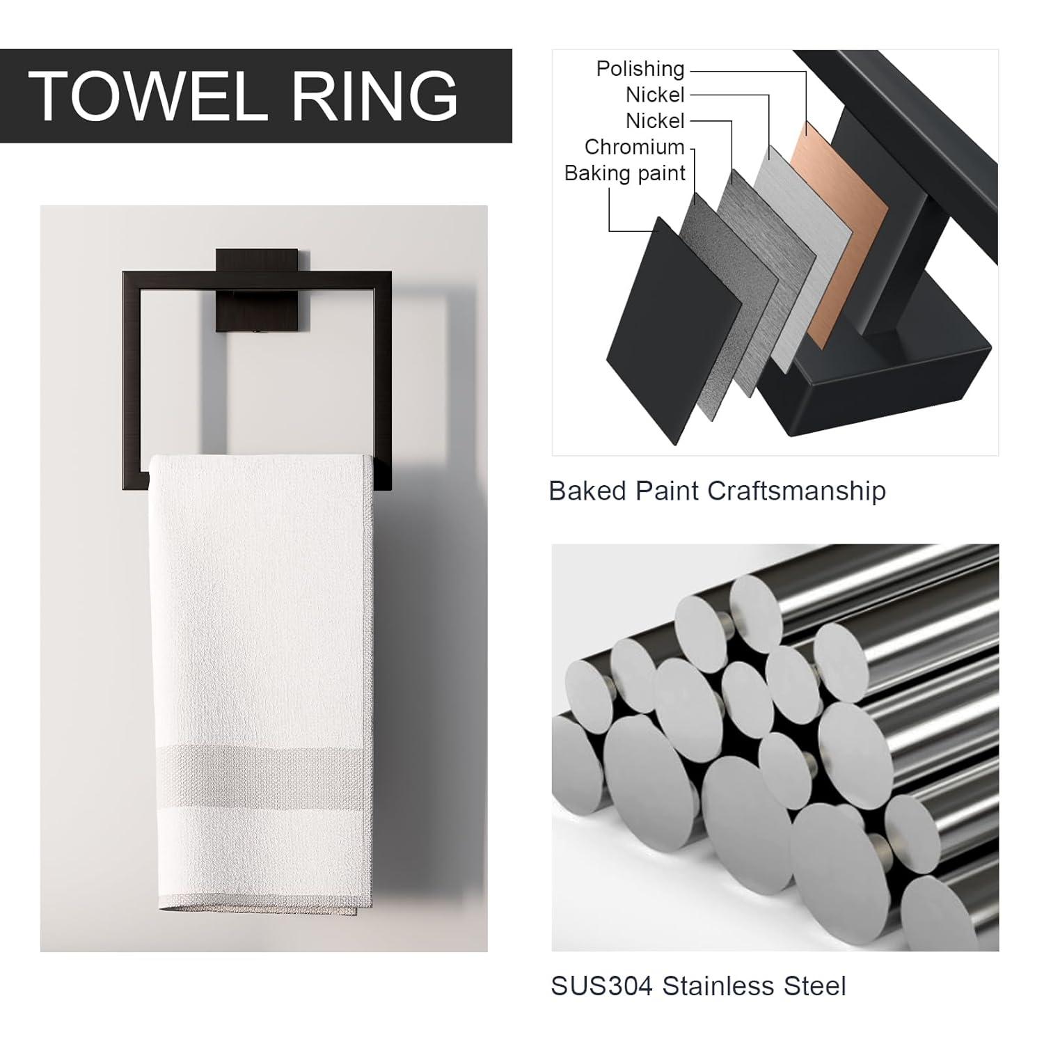 Matte Black Stainless Steel 5-Piece Bathroom Hardware Set
