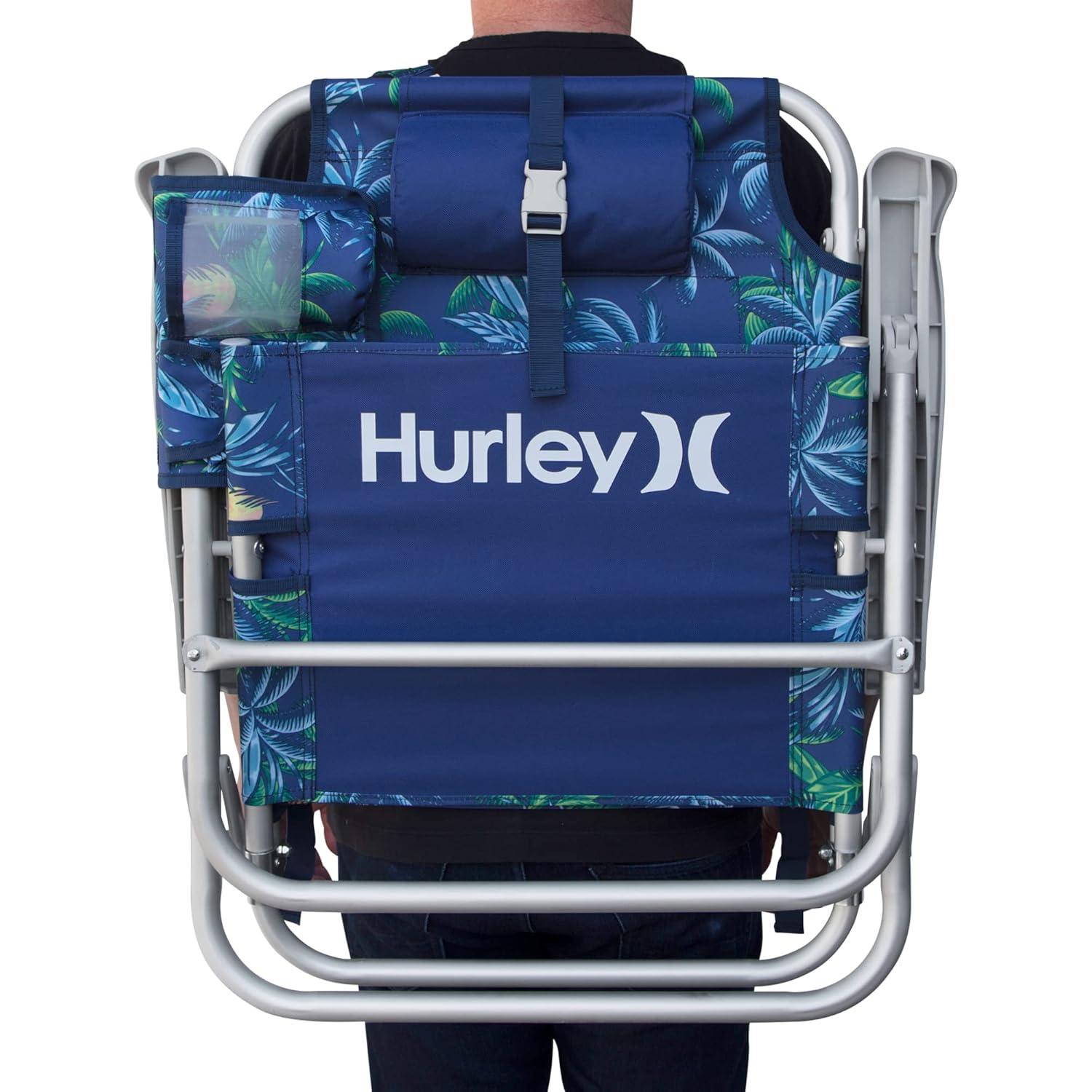 E-Z UP CHHRDLXPMBL Hurley Deluxe Backpack Beach Chair – Deluxe Palms Blue