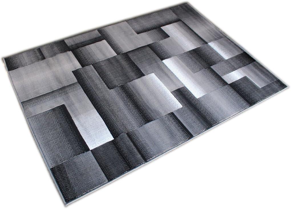 Masada Rugs Trendz Collection 5'x7' Modern Contemporary Area Rug in Black, White and Gray-Design Trz861