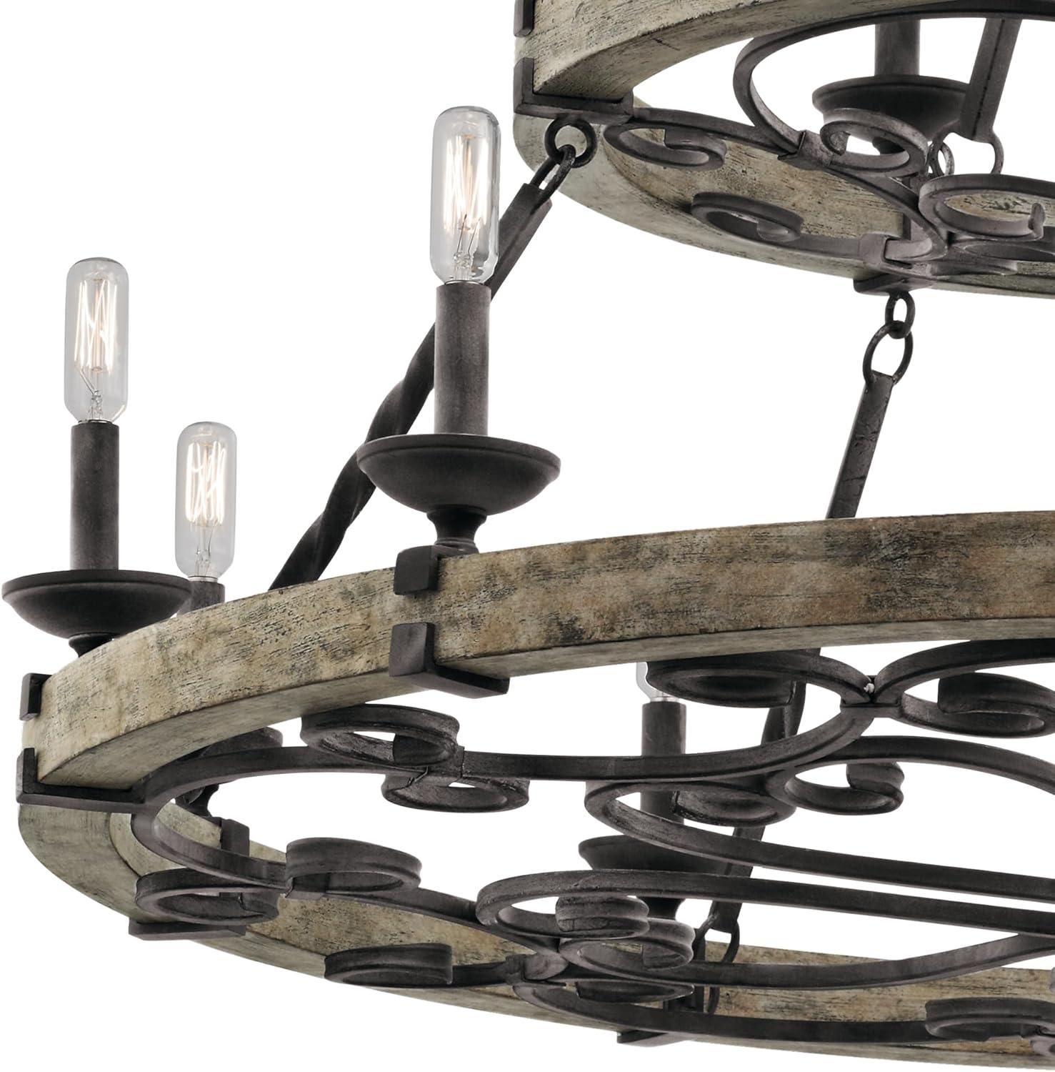 Elegant Grey and Bronze 44" Crystal Two-Tier Chandelier