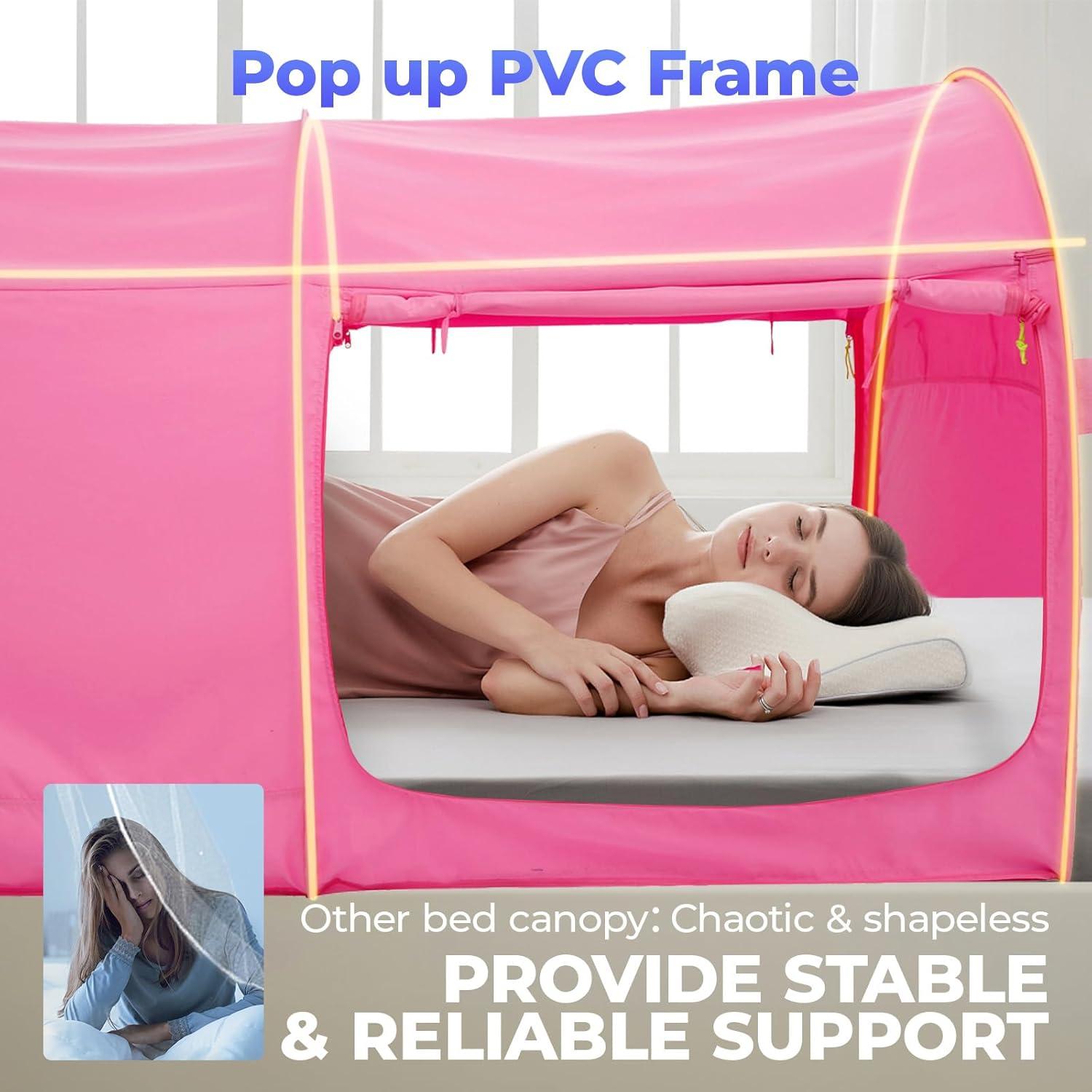 Alvantor Bed Canopy Bed Tents Dream Tents Privacy Space Twin Size Breathable Pink Cottage