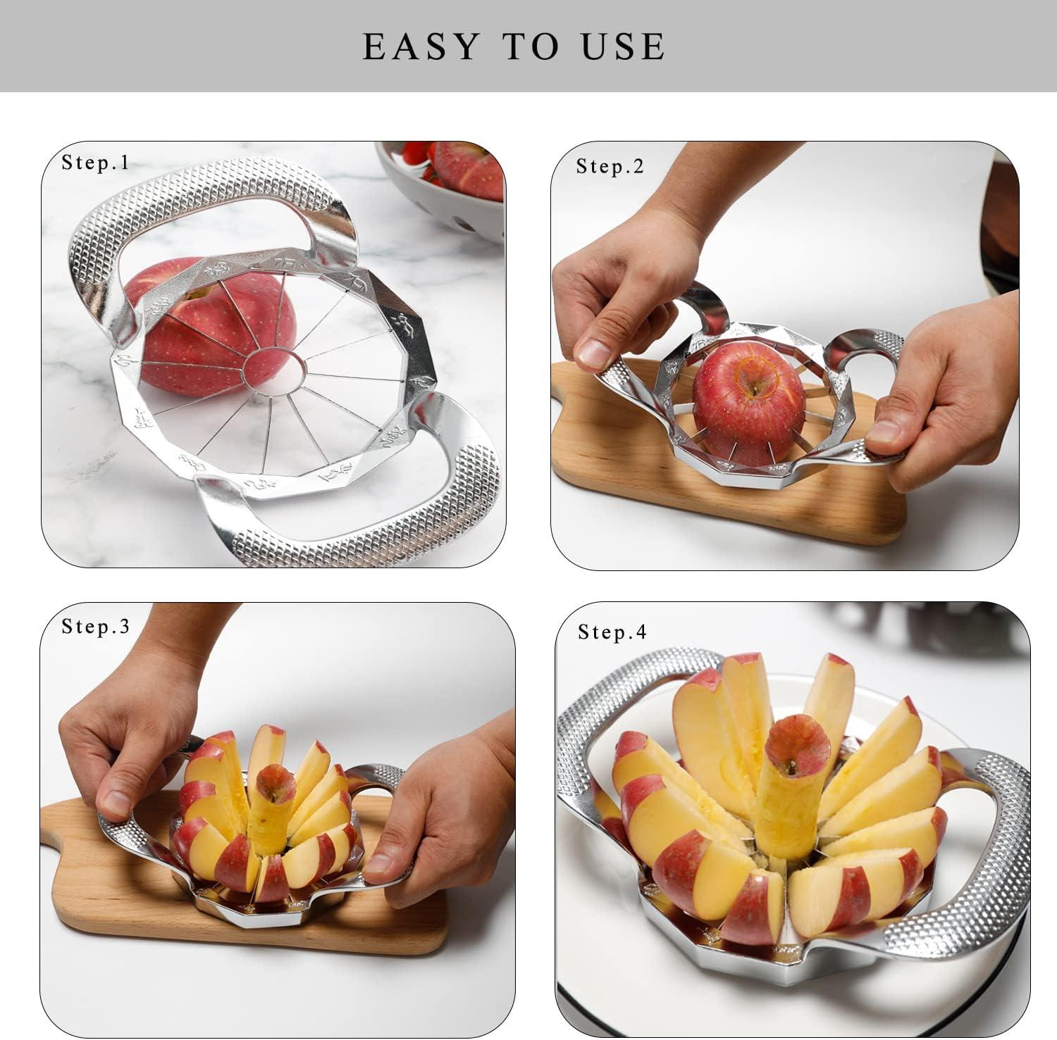 Heavy Duty 12-Blade Stainless Steel Apple Slicer with Zinc Alloy Handles