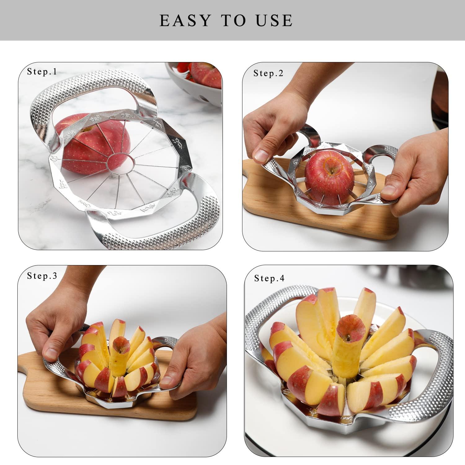 Apple Slicer, HEAVY DUTY Apple Corer, 8-Blade Stainless Steel Apple Cutter Divider Pitter ，Sturdy and Sharp