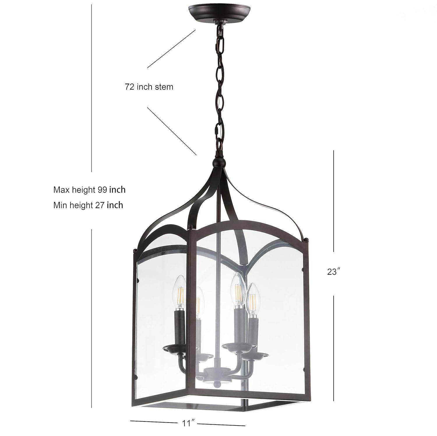 JONATHAN Y Ruth 11" 4-light Traditional Classic Lantern Metal/Glass LED Pendant, Oil Rubbed Bronze