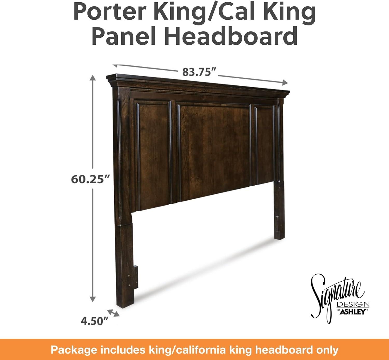 Elegant King/Cal King Sleigh Headboard with Storage, Dark Brown