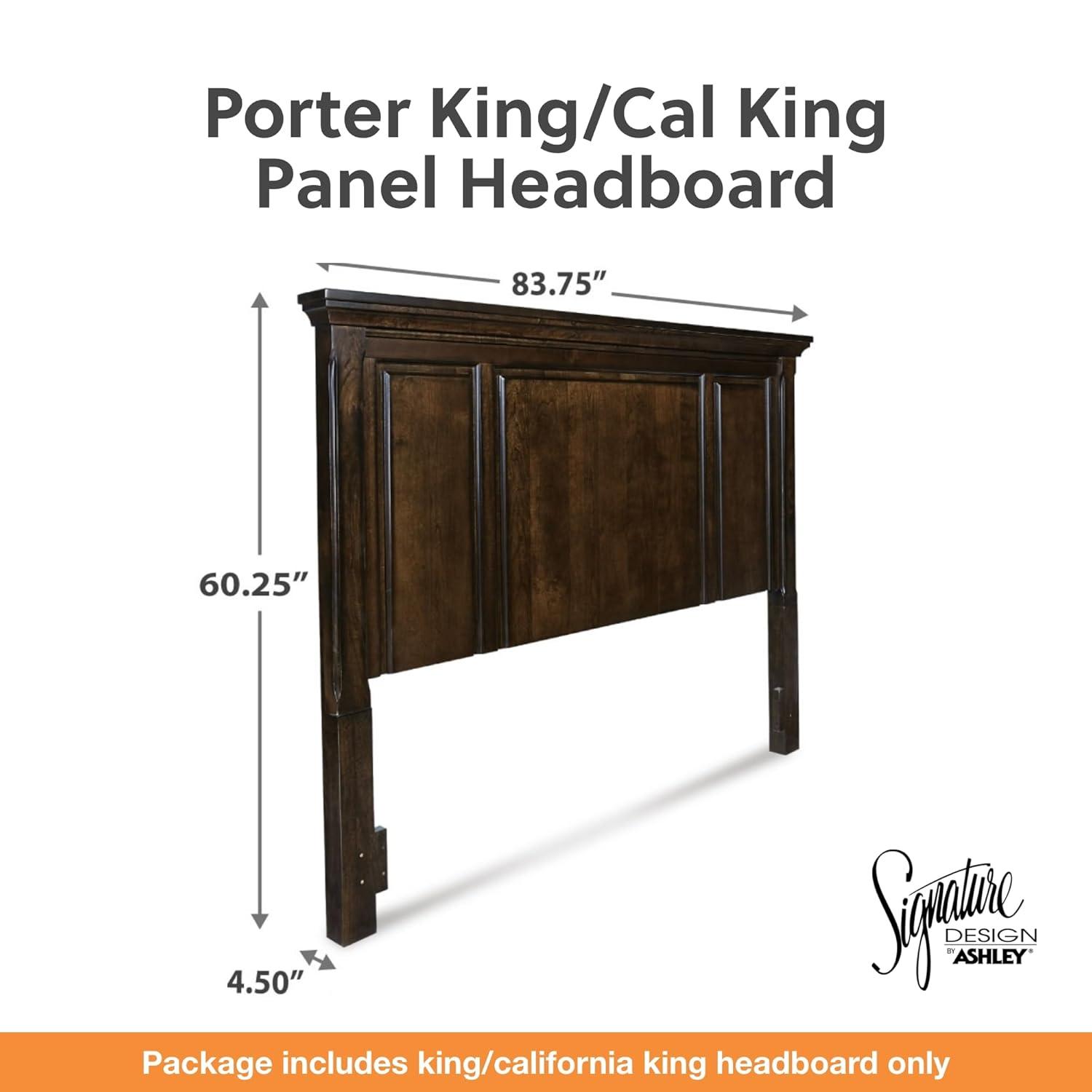 Elegant King/Cal King Sleigh Headboard with Storage, Dark Brown