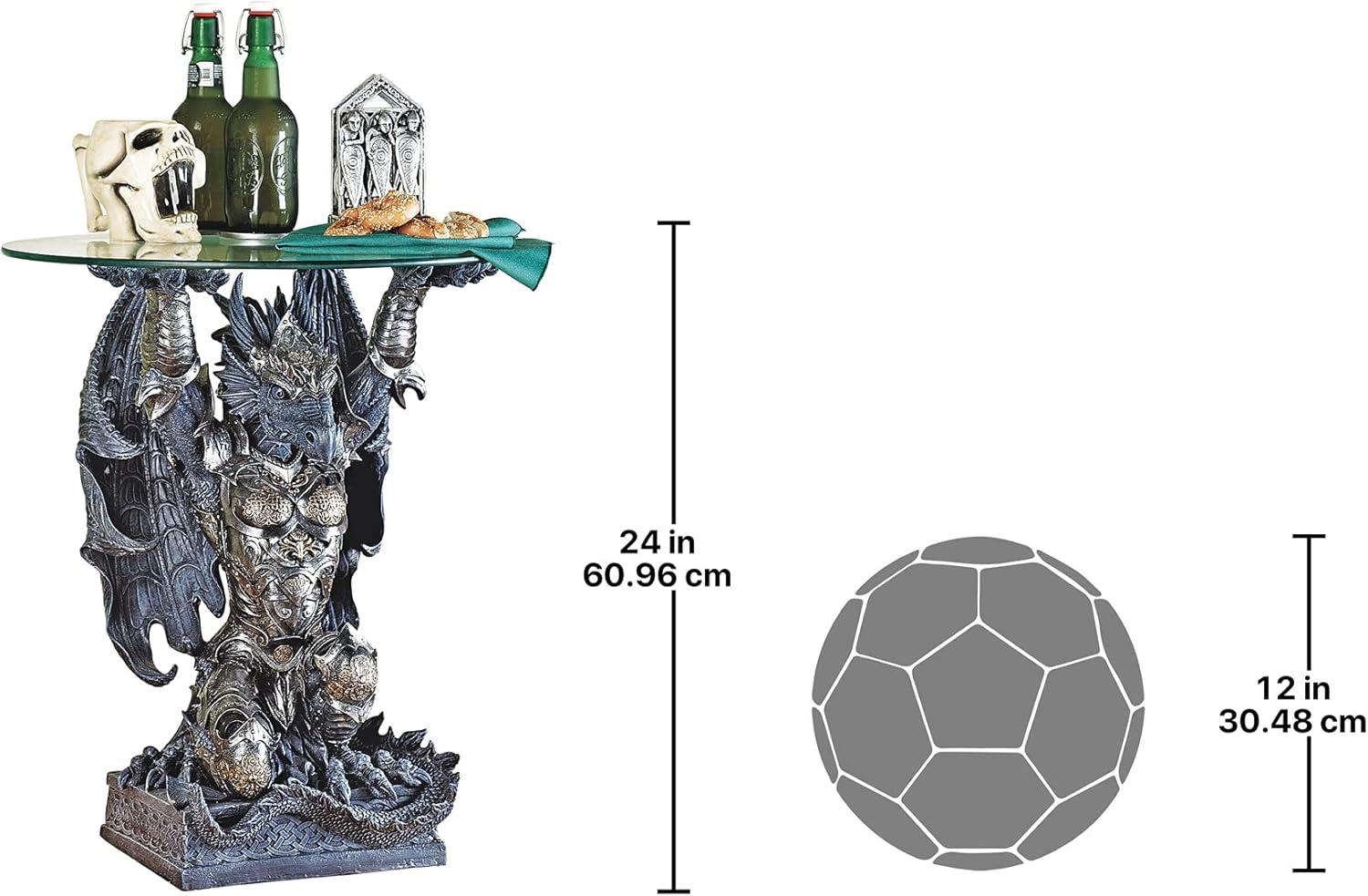 Hastings Warrior Dragon Sculptural Glass-Topped Table