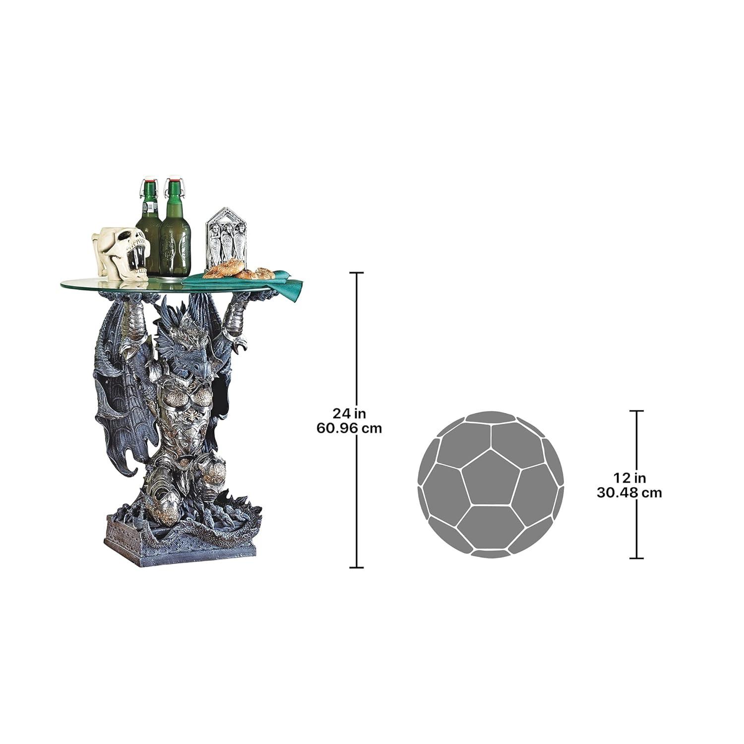 Hastings Warrior Dragon Sculptural Glass-Topped Table