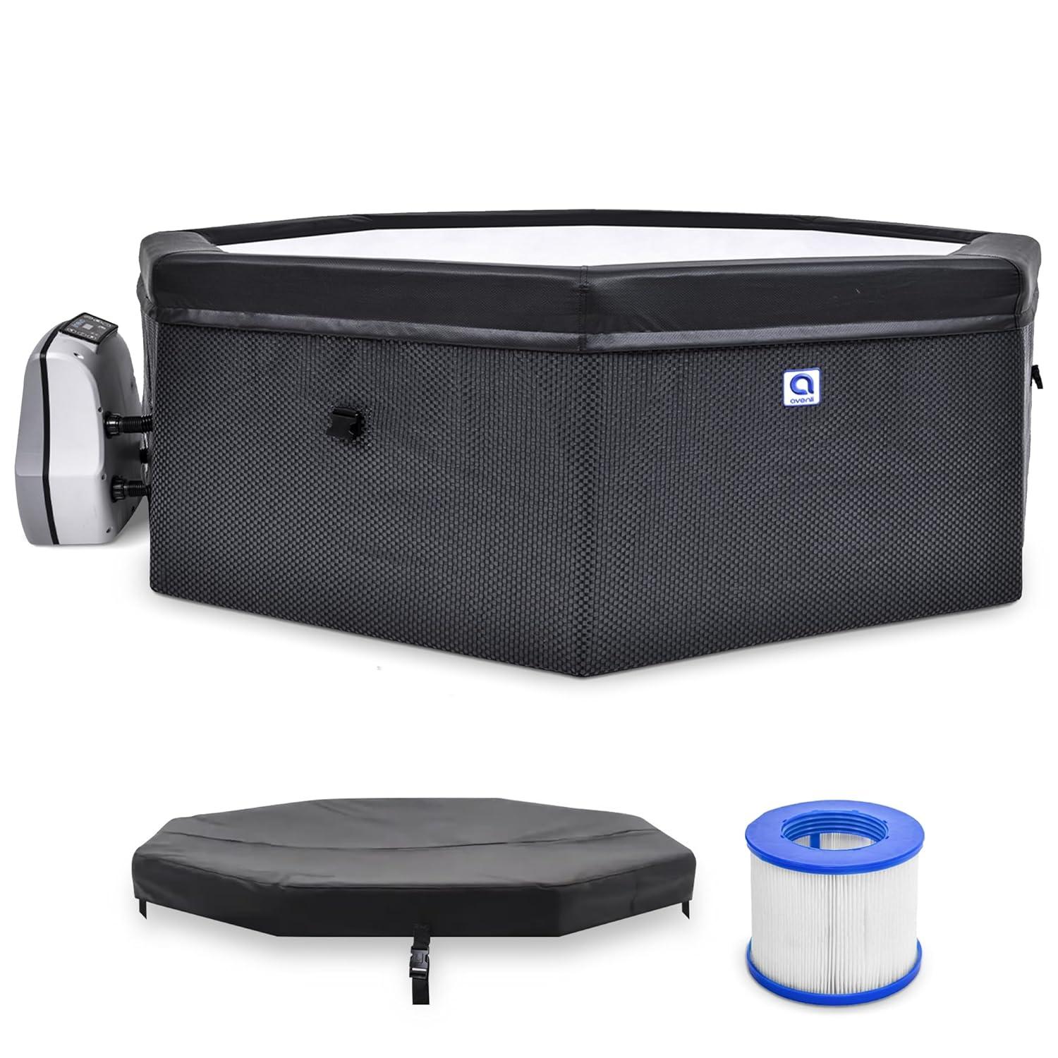 Jleisure Avenli 1,200 Liter 65" Rigid Foam Wall Hot Tub Spa for 6, Black