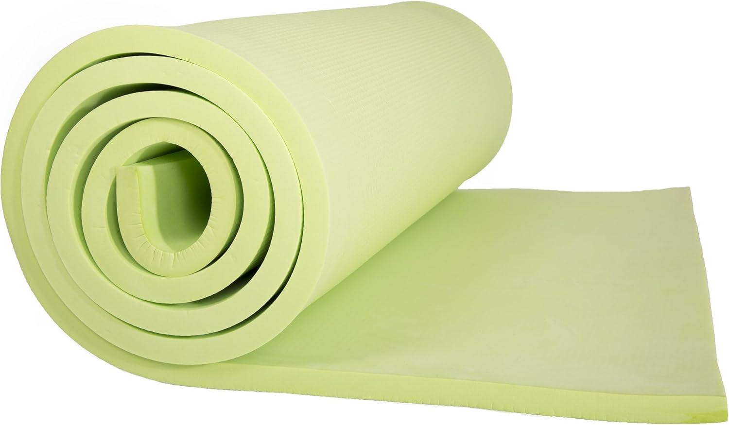 Thick Yoga Mat - Double Sided 1/2-Inch Workout Mat - 72x24-Inch Exercise Mat for Home Gym Fitness or Pilates with Carrying Strap by Wakeman (Green)