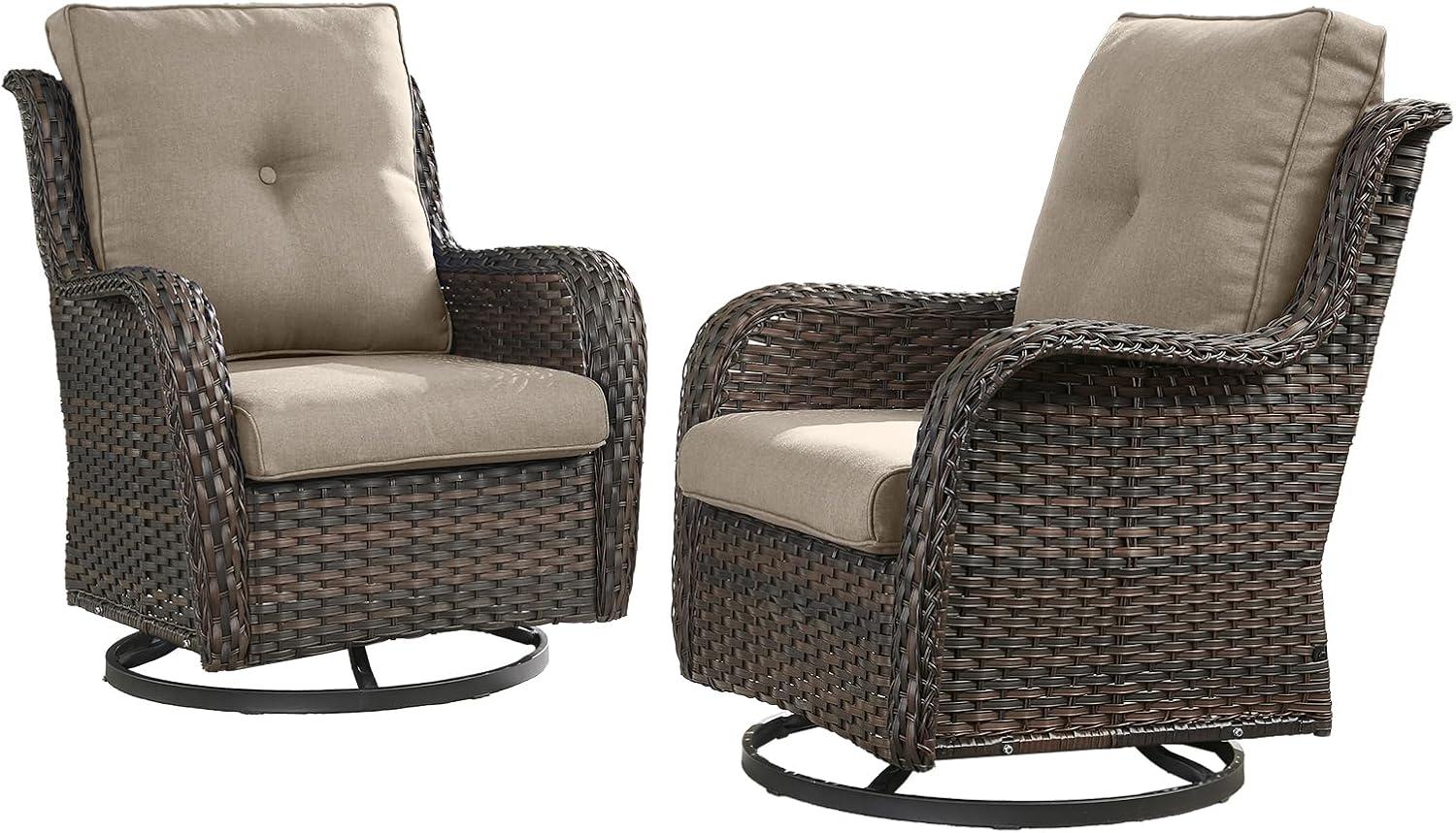 Carolina Outdoor Wicker Swivel Glide Chair with Cushions
