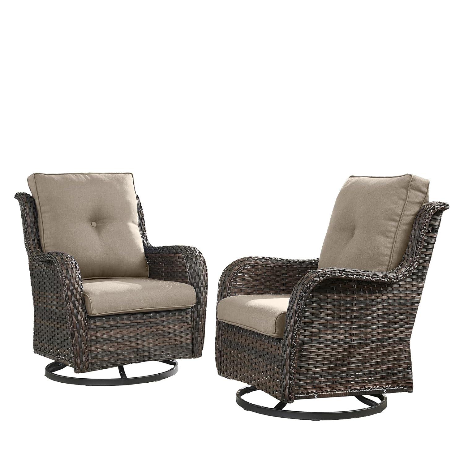 Carolina Outdoor Wicker Swivel Glide Chair with Cushions