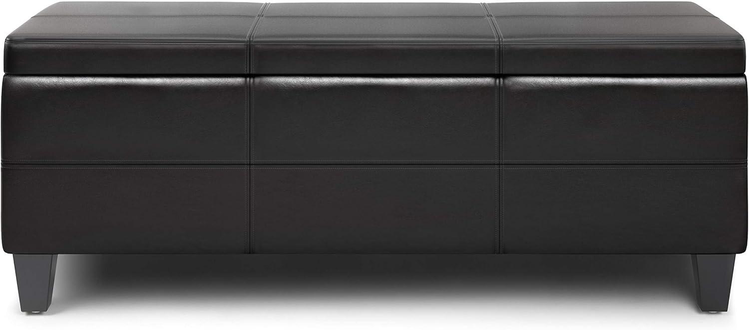 Simpli Home Afton 48"W Vegan Faux Leather Storage Ottoman Bench