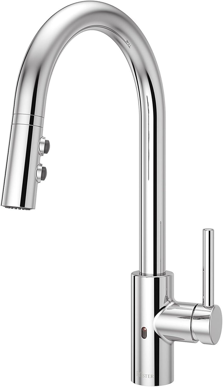 Sleek Chrome 16'' High Arc Pull-Down Kitchen Faucet with Touchless Spray