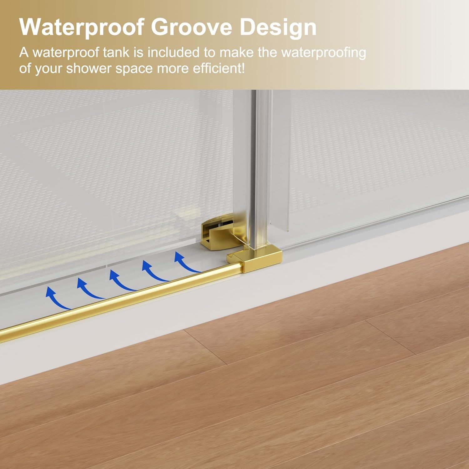 56-60"W X 76"H Double Sliding Shower Door, Aluminium Alloy Frame In Chrome, 5/16" (8Mm) Thick SGCC Tempered Clear Glass.