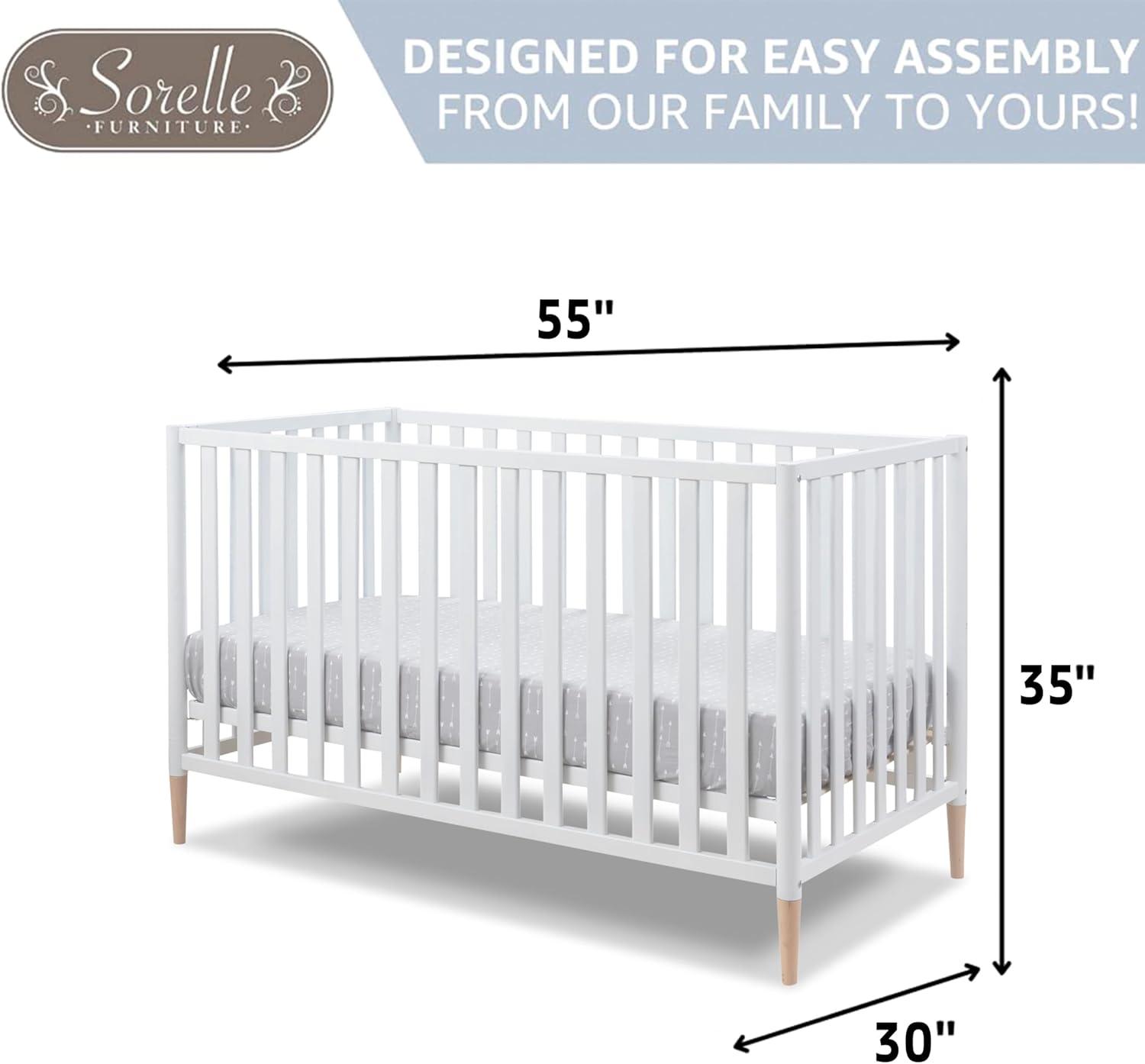 White & Natural 3-in-1 Convertible Crib with Removable Feet