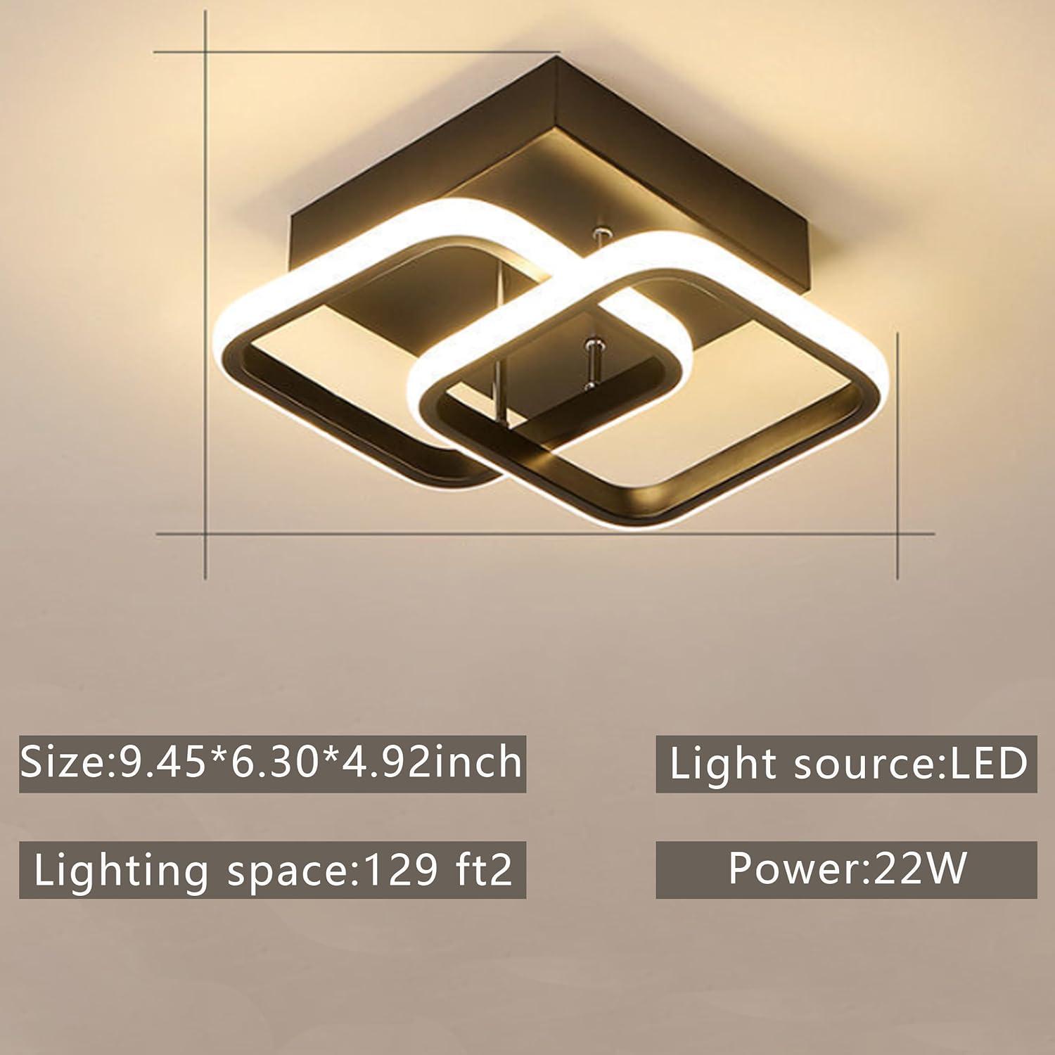 ADISUN LED Ceiling Light 2 Rings Flush Mount LED Ceiling Lights Fixture Dimmable with Remote Control Aluminum Lighting Fixture, White