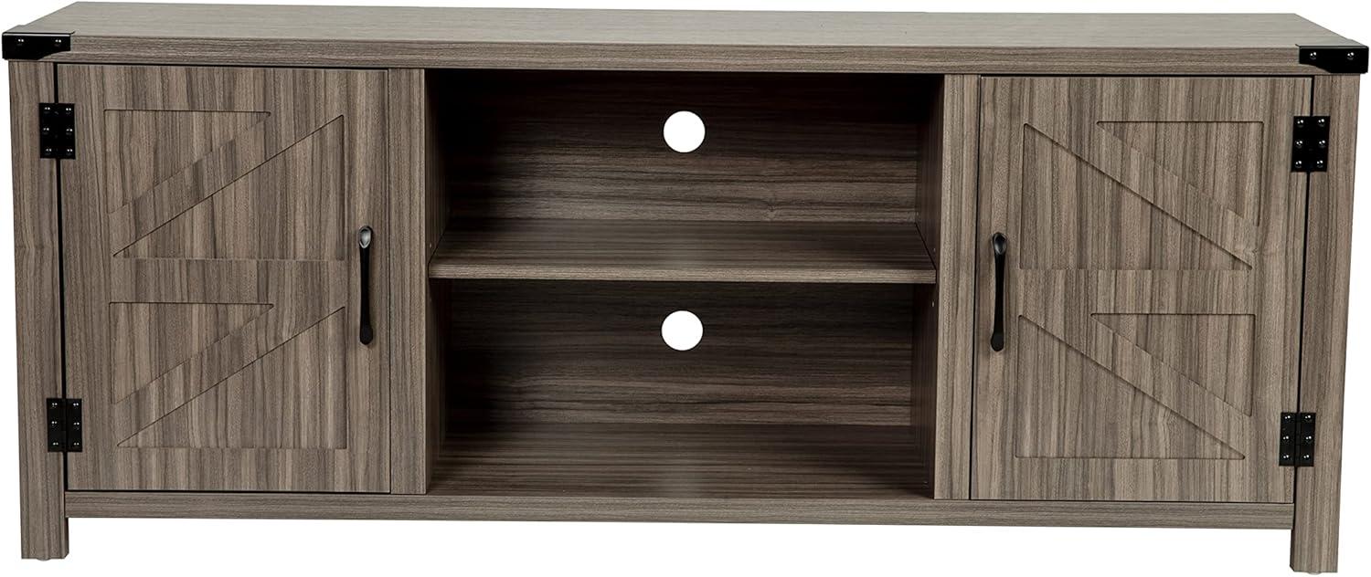 Rustic Industrial Gray Wash Oak TV Stand with Cabinet for 65" TVs