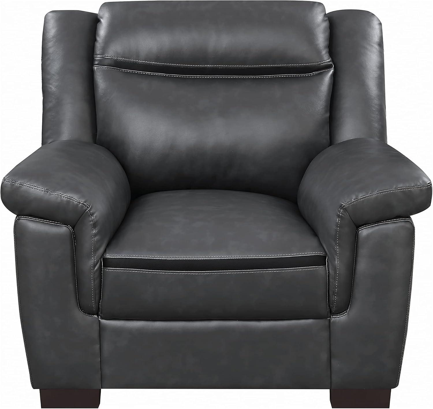 Contemporary Gray Stripe 39'' Faux Leather Armchair