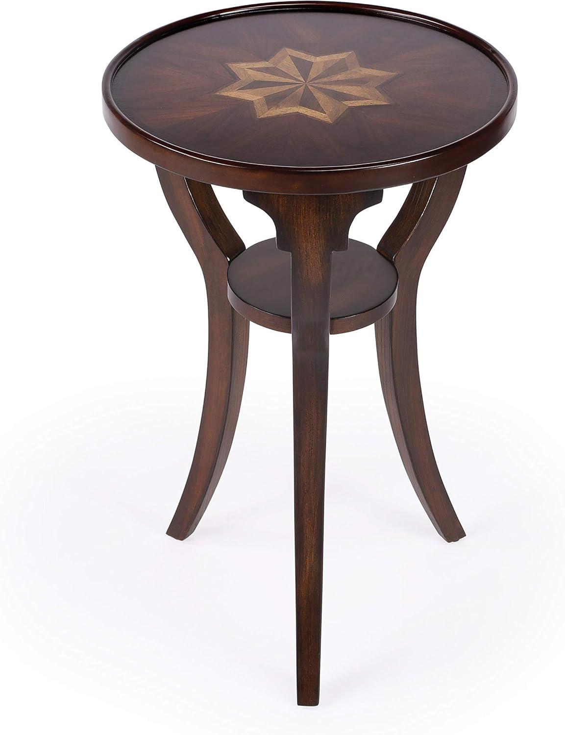 Dalton Cherry Brown Round Accent Table with Splayed Legs