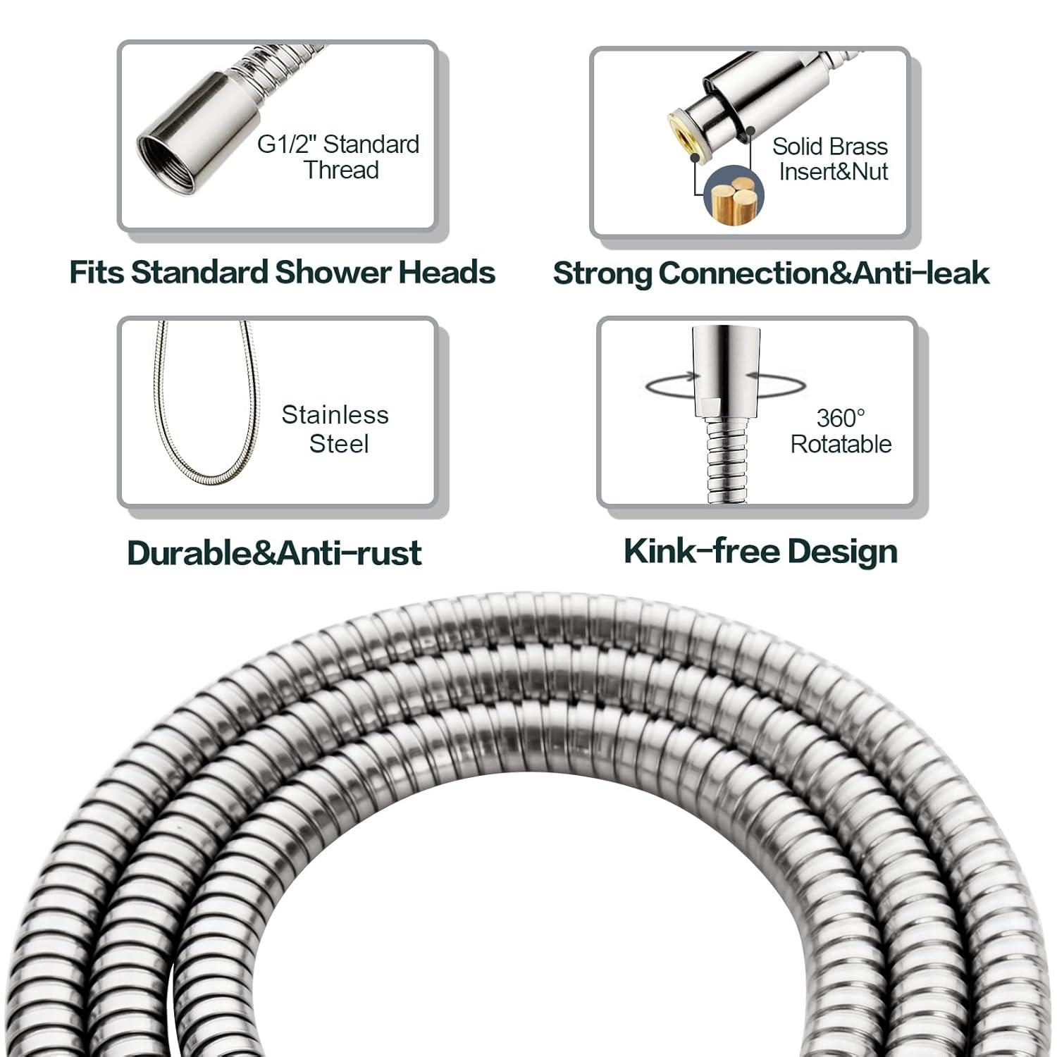 Bright Showers Dual Shower Head Combo, Handheld Showerhead Rainfall Shower Set with 60 inch Long Stainless Steel Shower Hose, Brushed Nickel